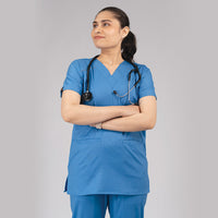 Pro-fit Ocean Blue Vneck Women scrubs