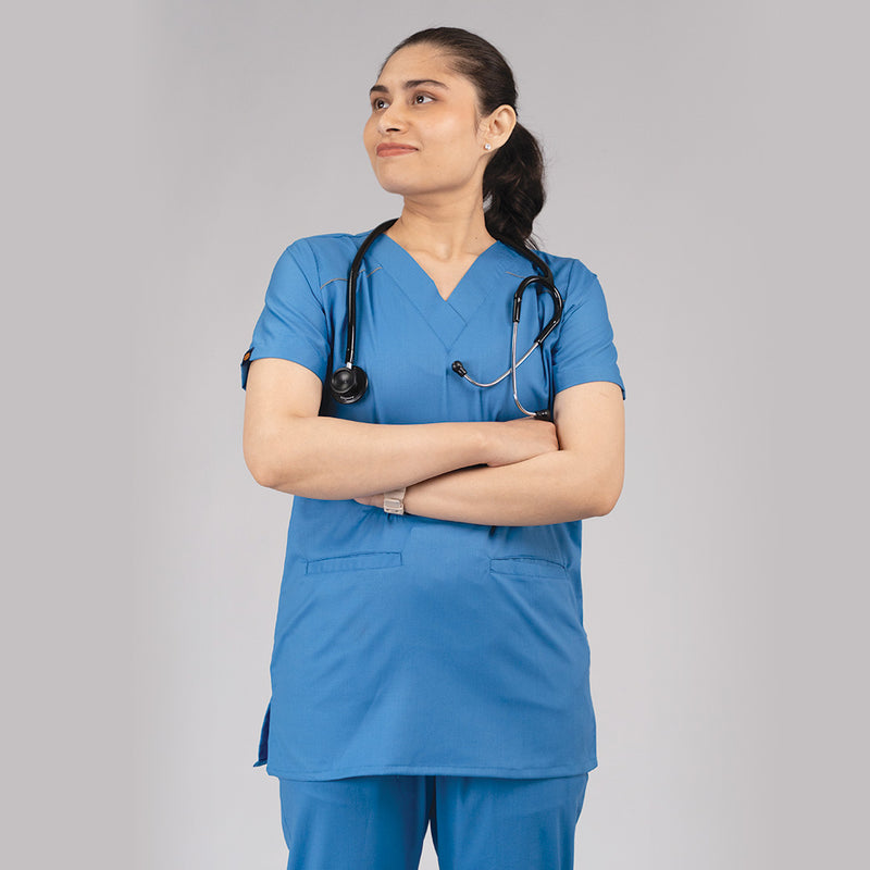 Pro-fit Ocean Blue Vneck Women scrubs