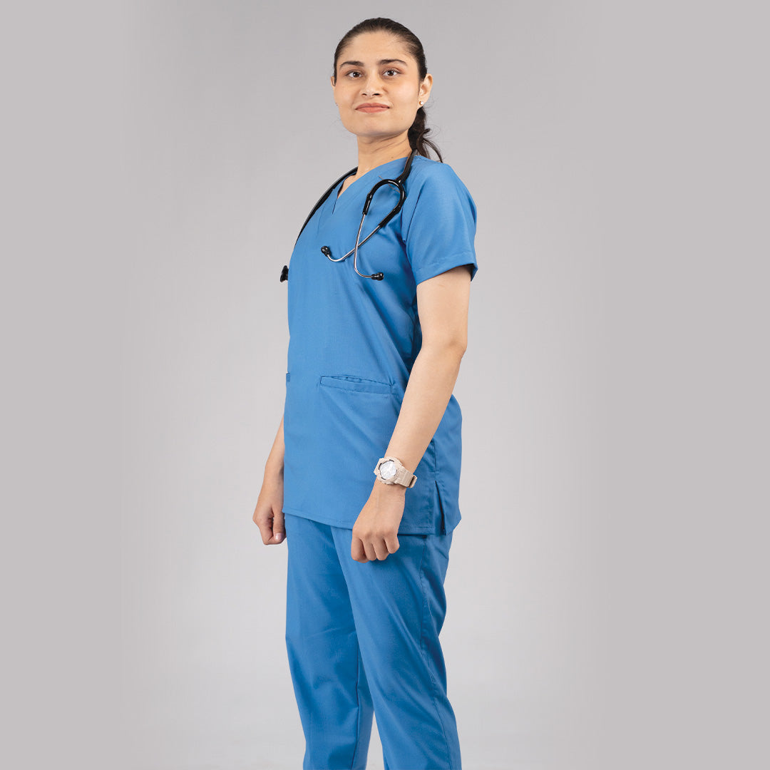 Pro-fit Ocean Blue Vneck Women scrubs