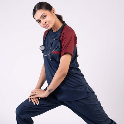 Pro-fit Blue Maroon Dual women scrubs