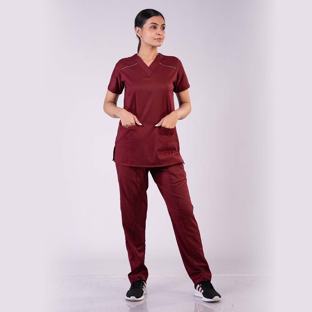 Pro-fit Maroon Vneck Women scrubs