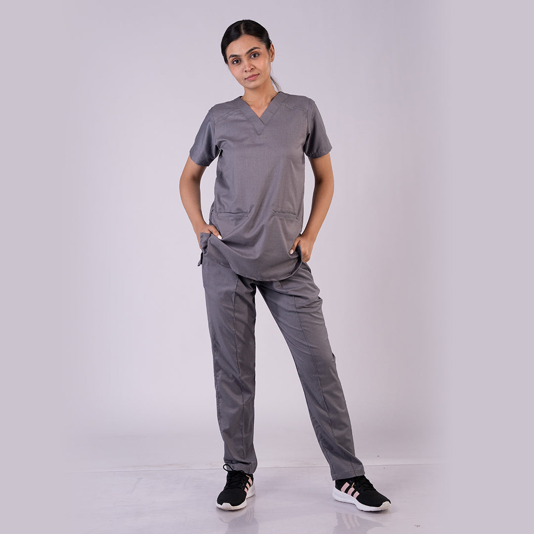 Pro-fit Grey Vneck Women scrubs