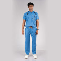 Pro-fit Ocean blue High Neck Men scrubs