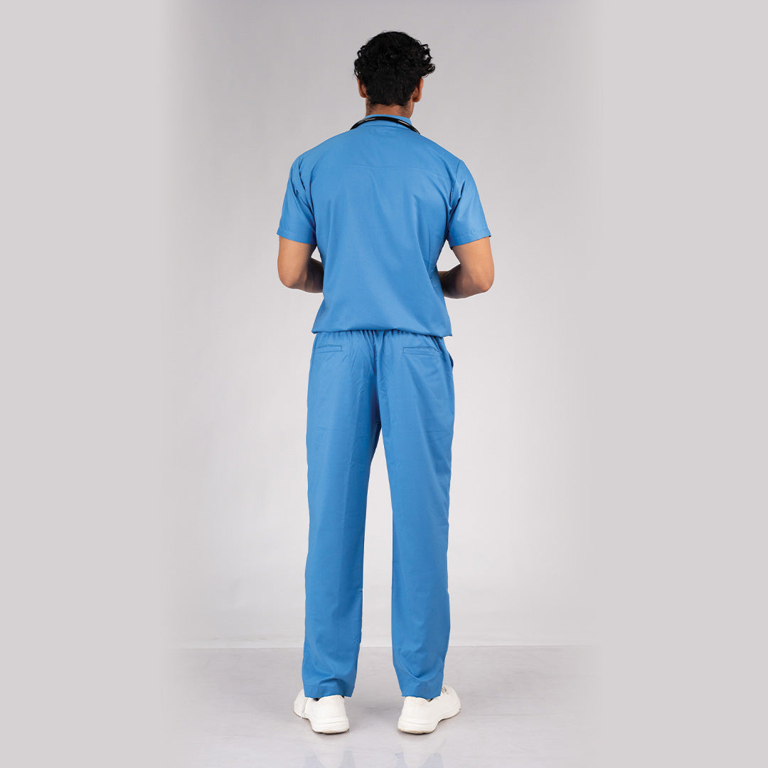 Pro-fit Ocean blue High Neck Men scrubs