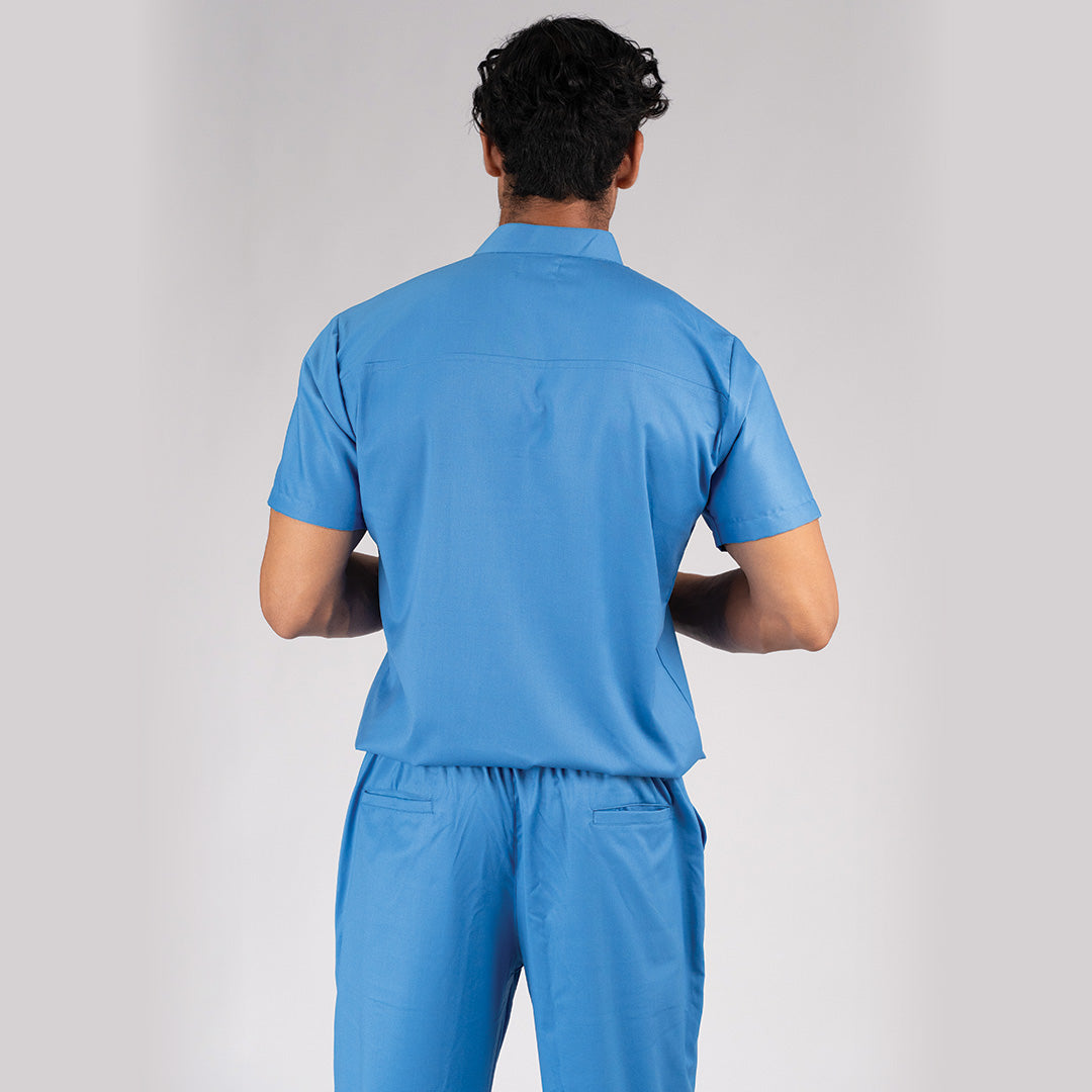 Pro-fit Ocean blue High Neck Men scrubs