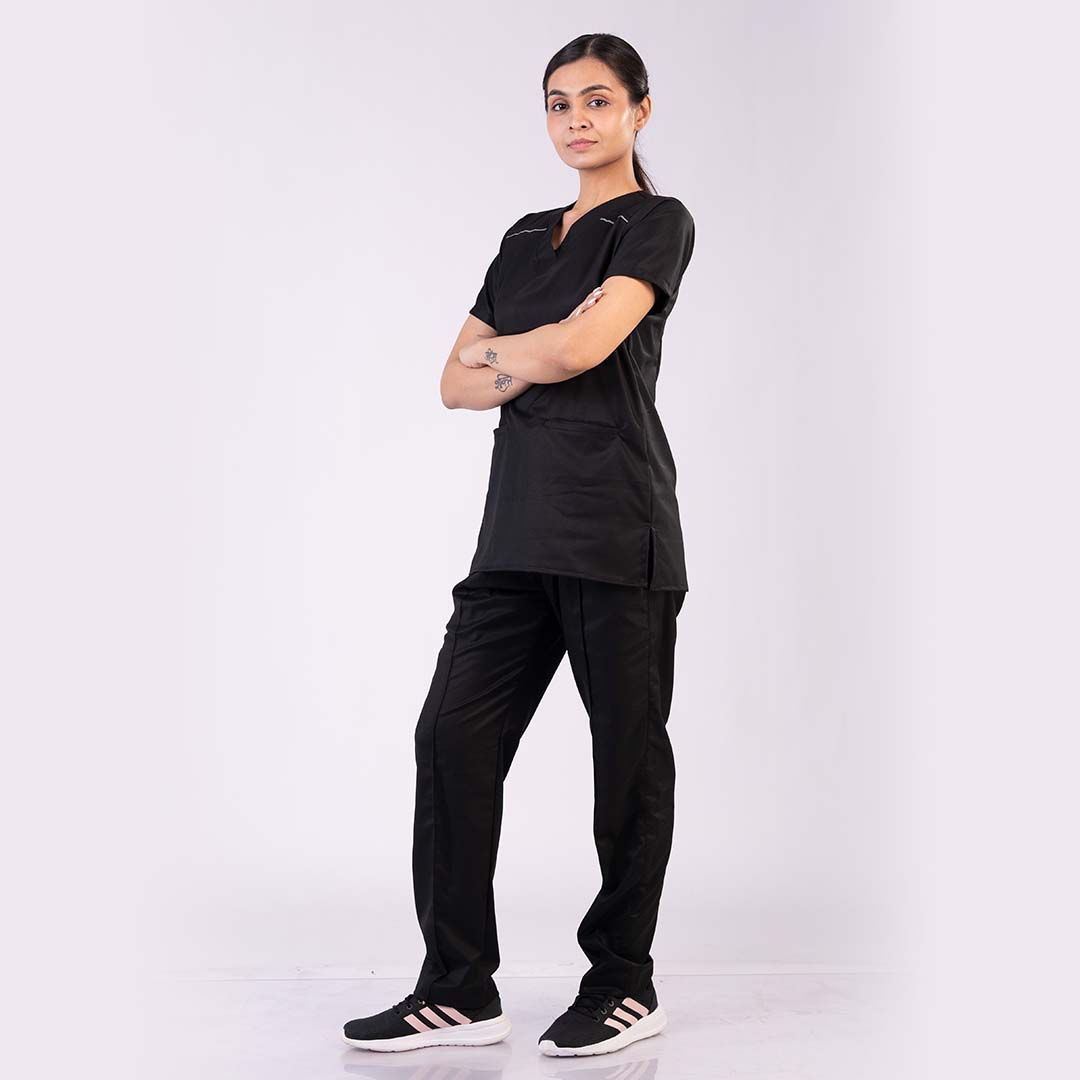 Pro-fit Black Vneck Women scrubs