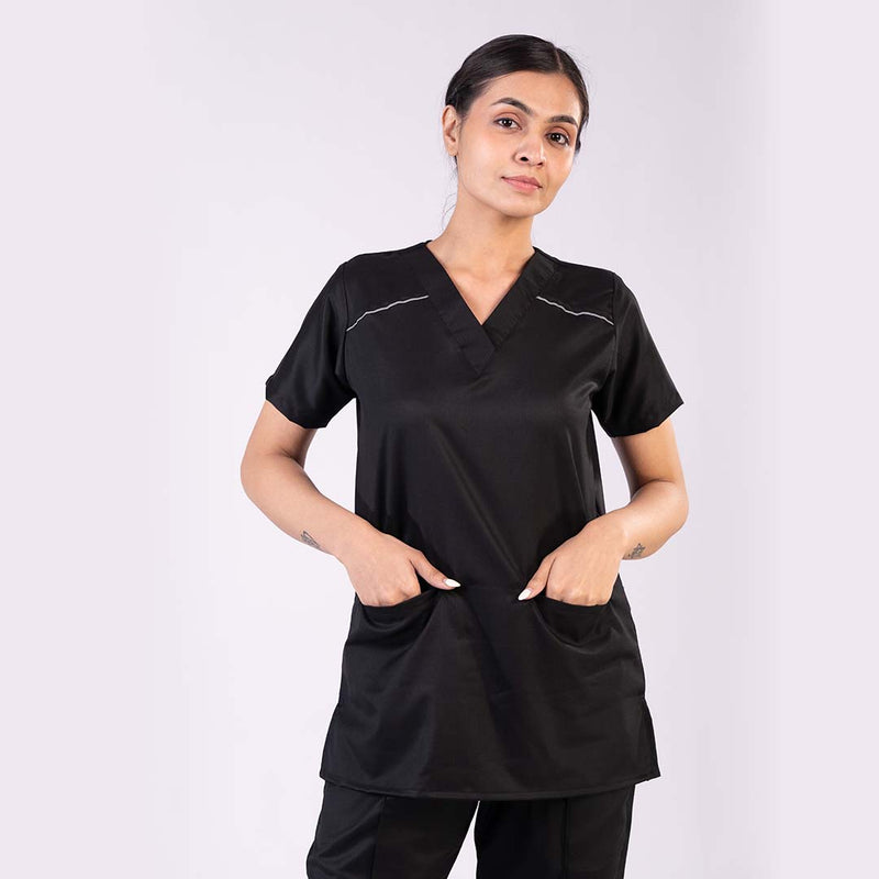 Pro-fit Black Vneck Women scrubs