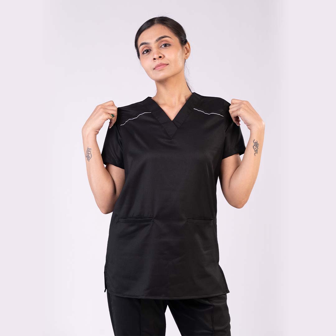 Pro-fit Black Vneck Women scrubs