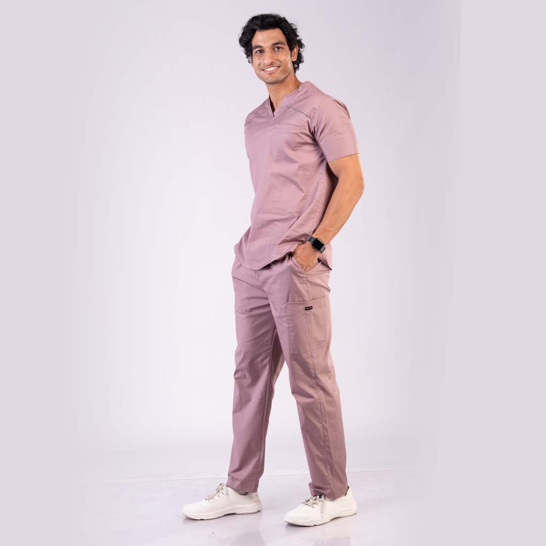 Salmon pink V neck Stretch Scrubs