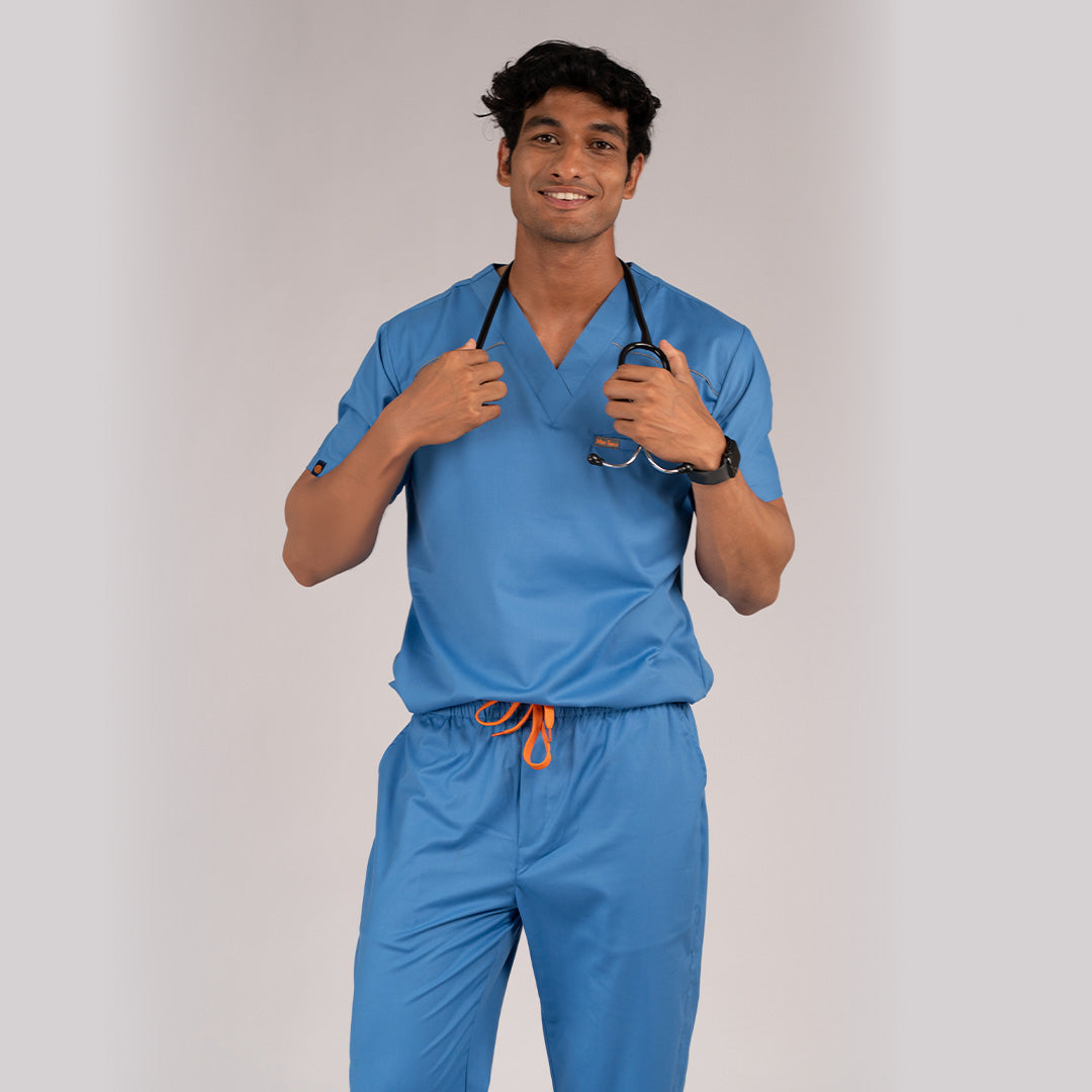 Pro-fit Ocean Blue Vneck Men scrubs