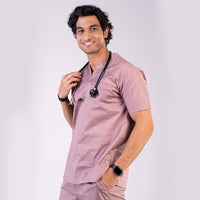 Salmon pink V neck Stretch Scrubs