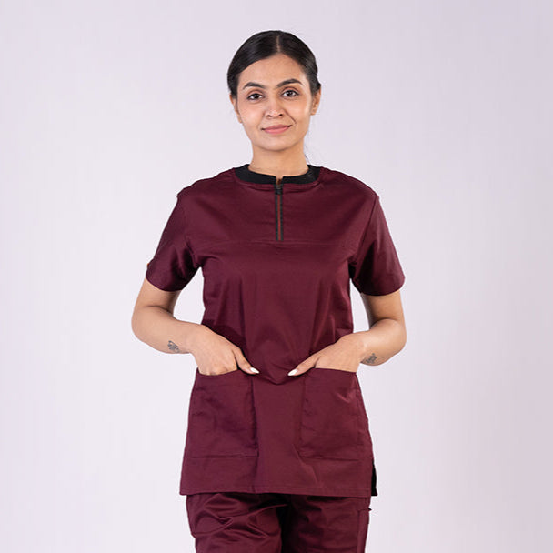 Amethyst zip neck women scrubs