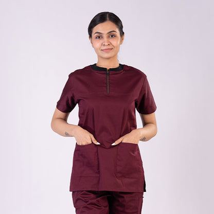 Amethyst zip neck women scrubs