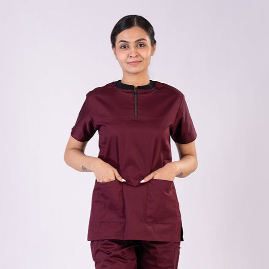 Amethyst zip neck women scrubs