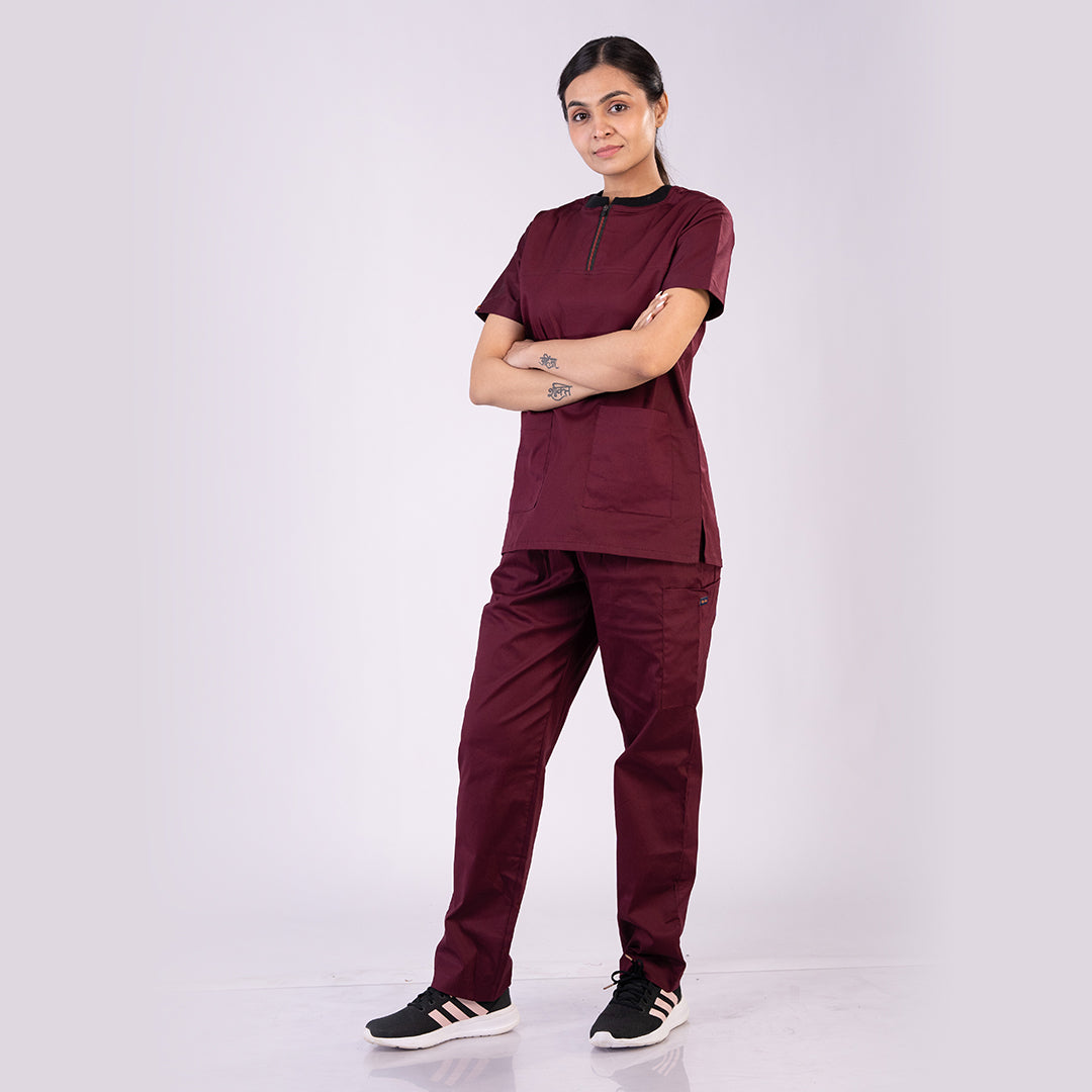 Amethyst zip neck women scrubs