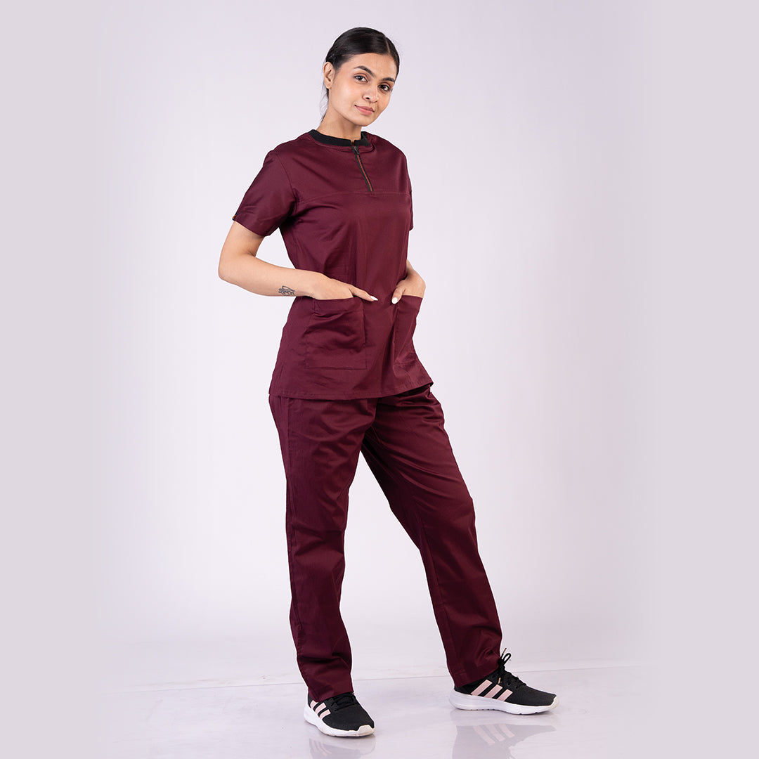 Amethyst zip neck women scrubs