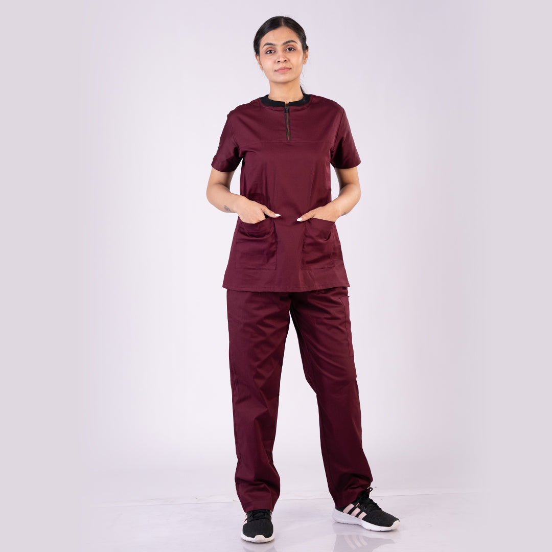 Amethyst zip neck women scrubs