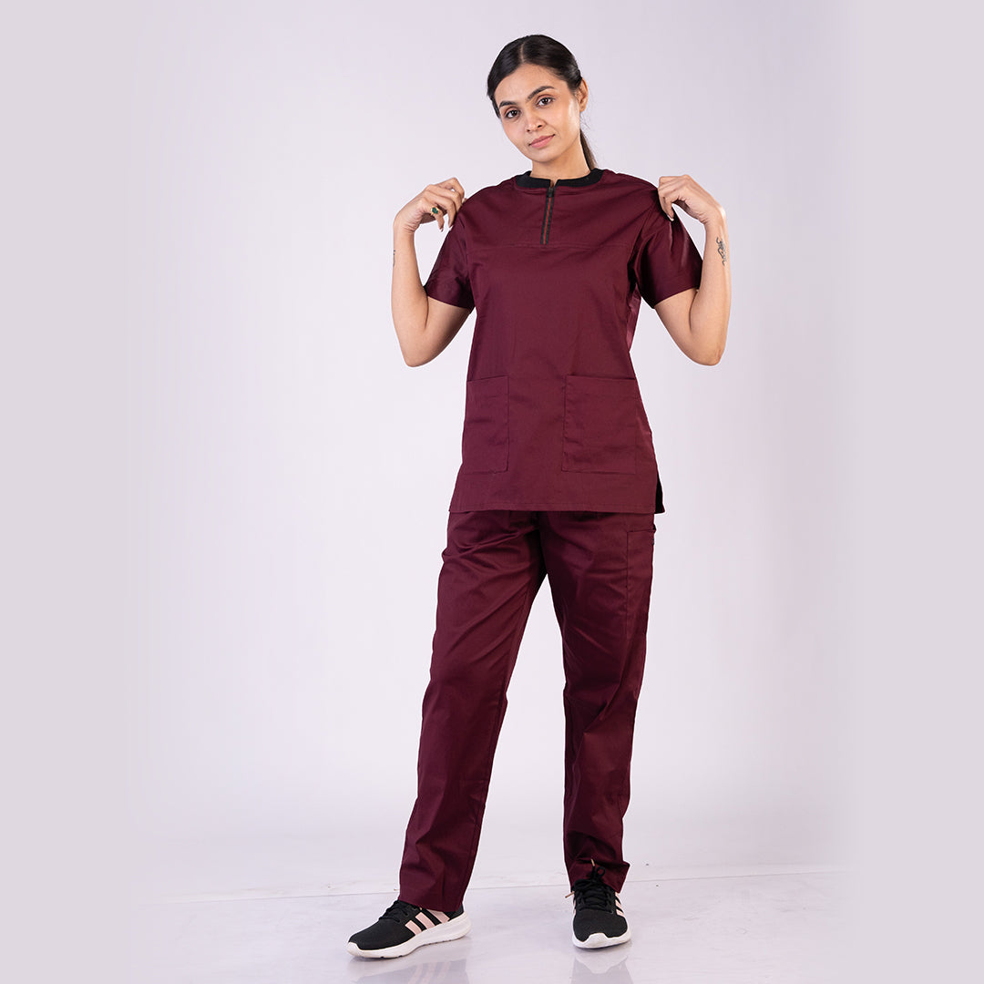 Amethyst zip neck women scrubs