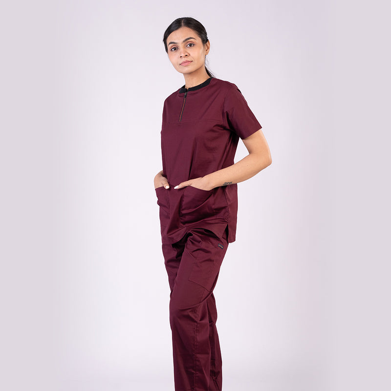 Amethyst zip neck women scrubs