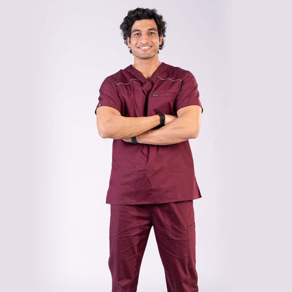 Men Amethyst V neck Stretch Scrubs