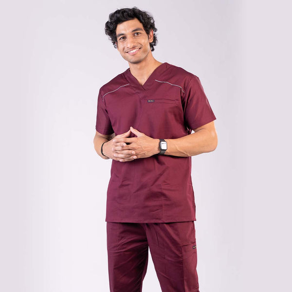 Men Amethyst V neck Stretch Scrubs