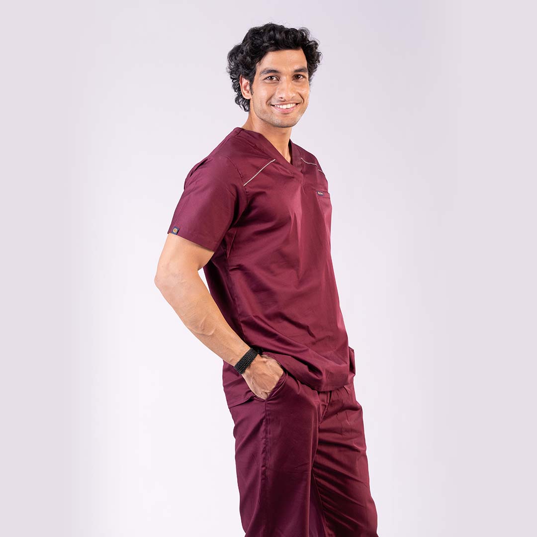 Men Amethyst V neck Stretch Scrubs