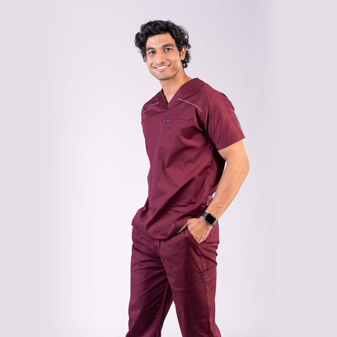 Men Amethyst V neck Stretch Scrubs