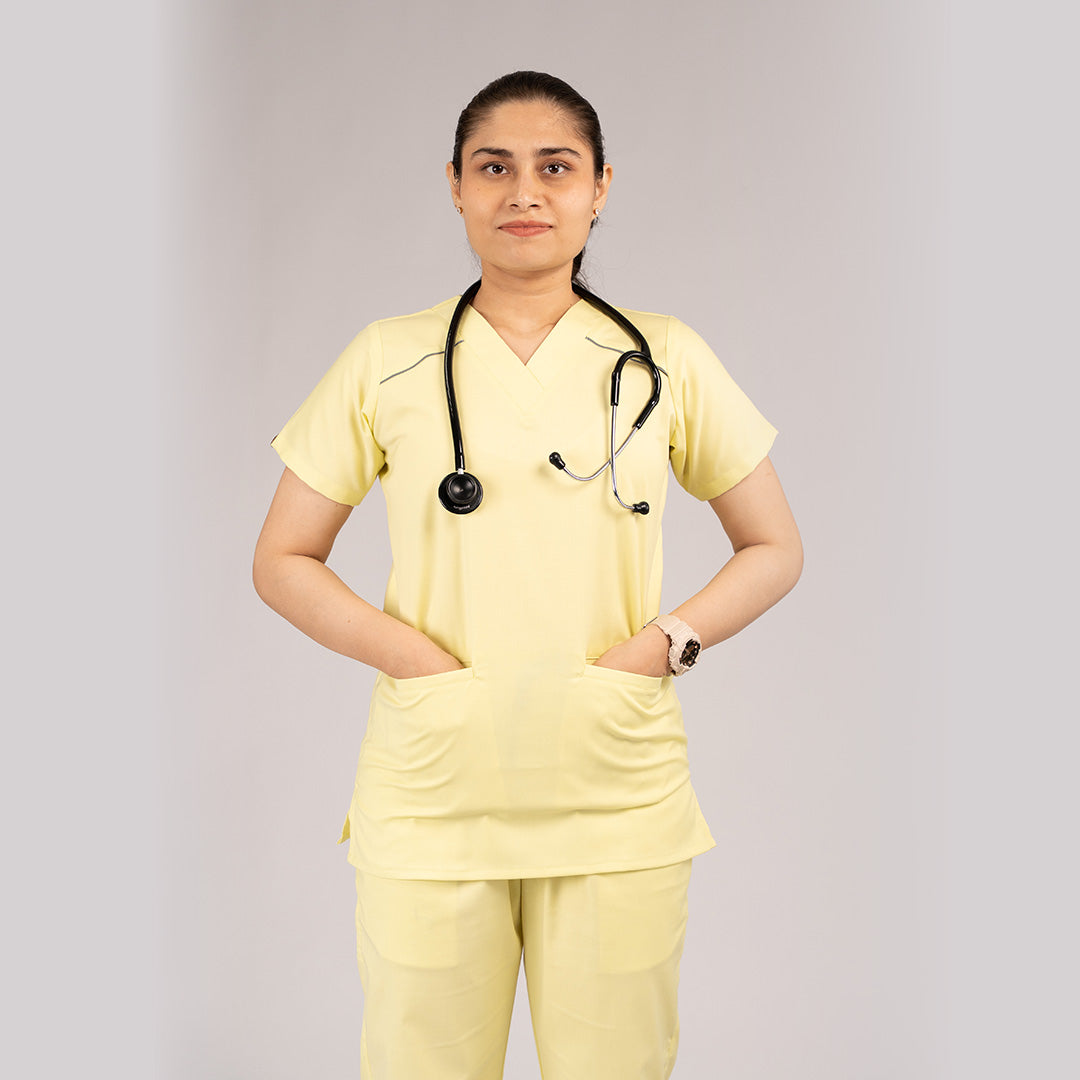 Pro-fit Citrine Yellow Vneck Women scrubs