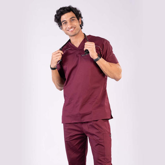 Men Amethyst V neck Stretch Scrubs
