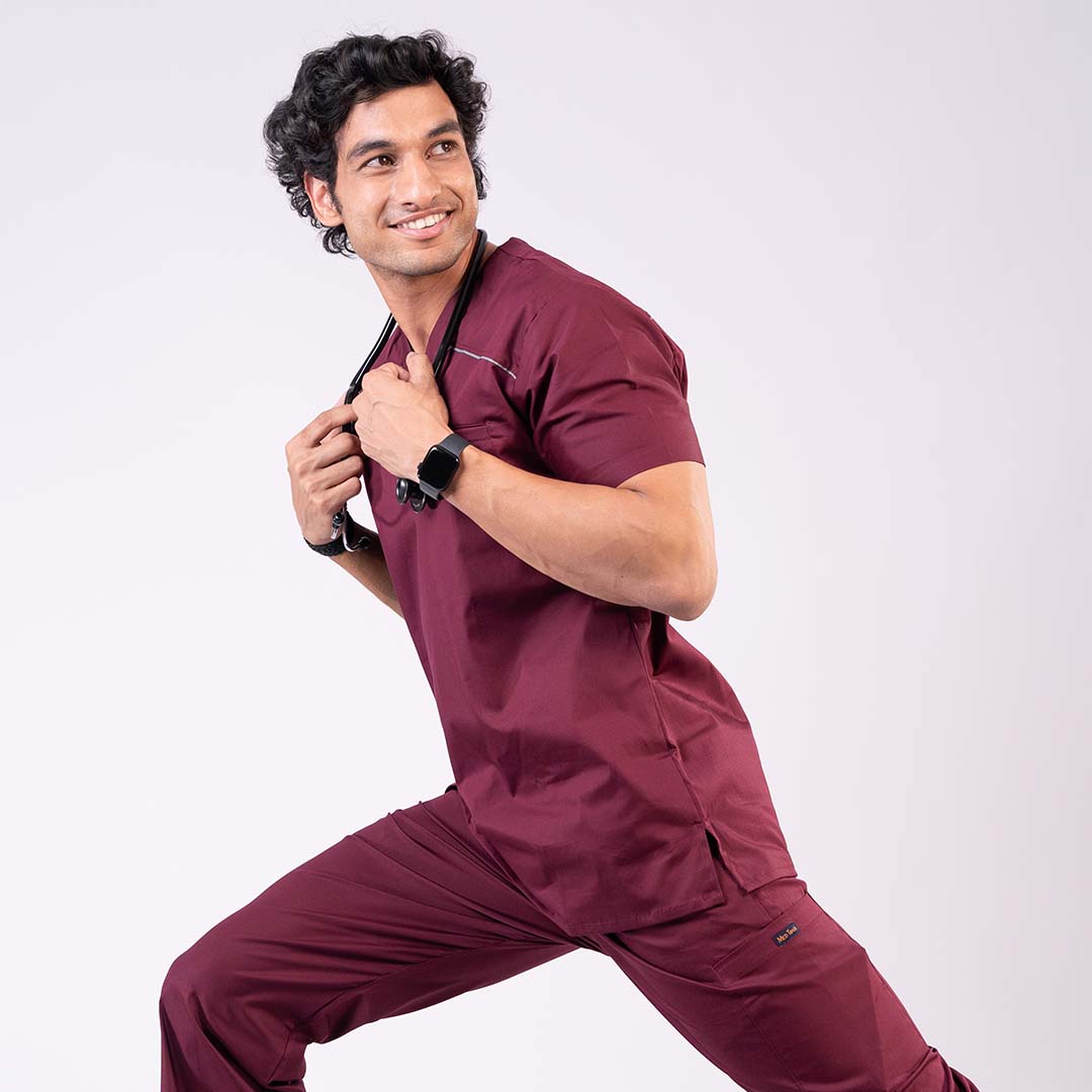Men Amethyst V neck Stretch Scrubs
