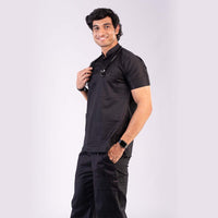 Men SCHORL black high neck Stretch Scrubs