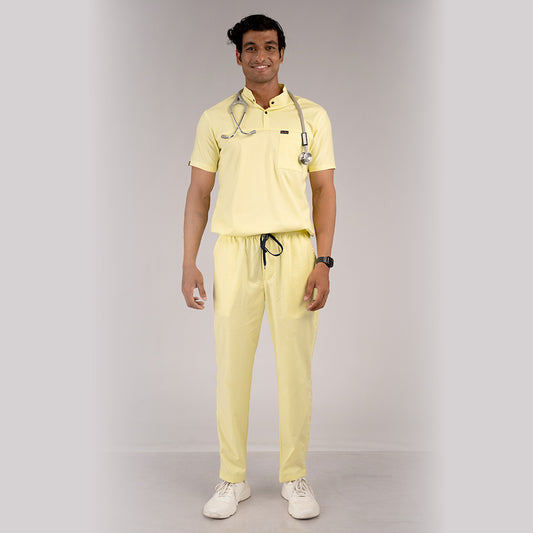 Pro-fit Citrine Yellow High Neck Men scrubs