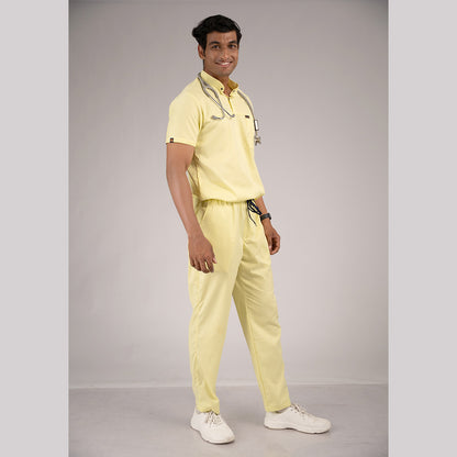 Pro-fit Citrine Yellow High Neck Men scrubs