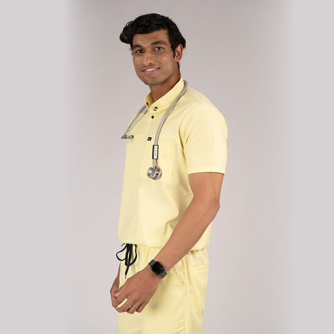 Pro-fit Citrine Yellow High Neck Men scrubs