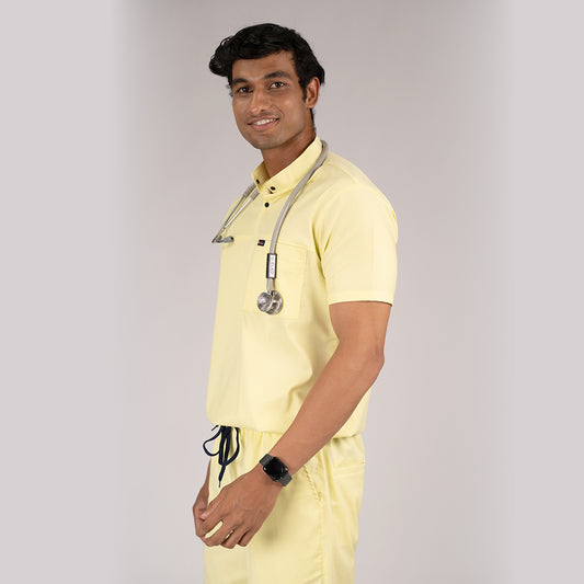 Pro-fit Citrine Yellow High Neck Men scrubs