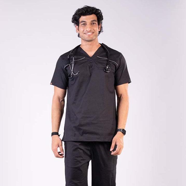 Pro-fit Black Vneck Men scrubs