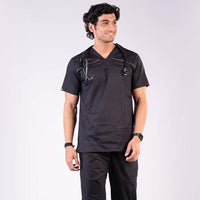 Men Schorl Black V neck Scrubs