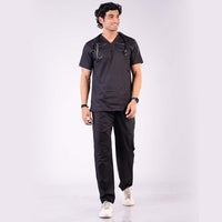 Men Schorl Black V neck Scrubs