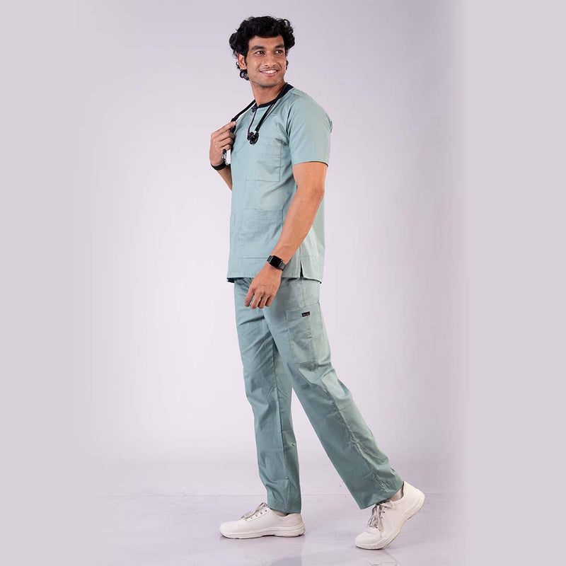 Men Serenity Mint Zip neckline scrubs