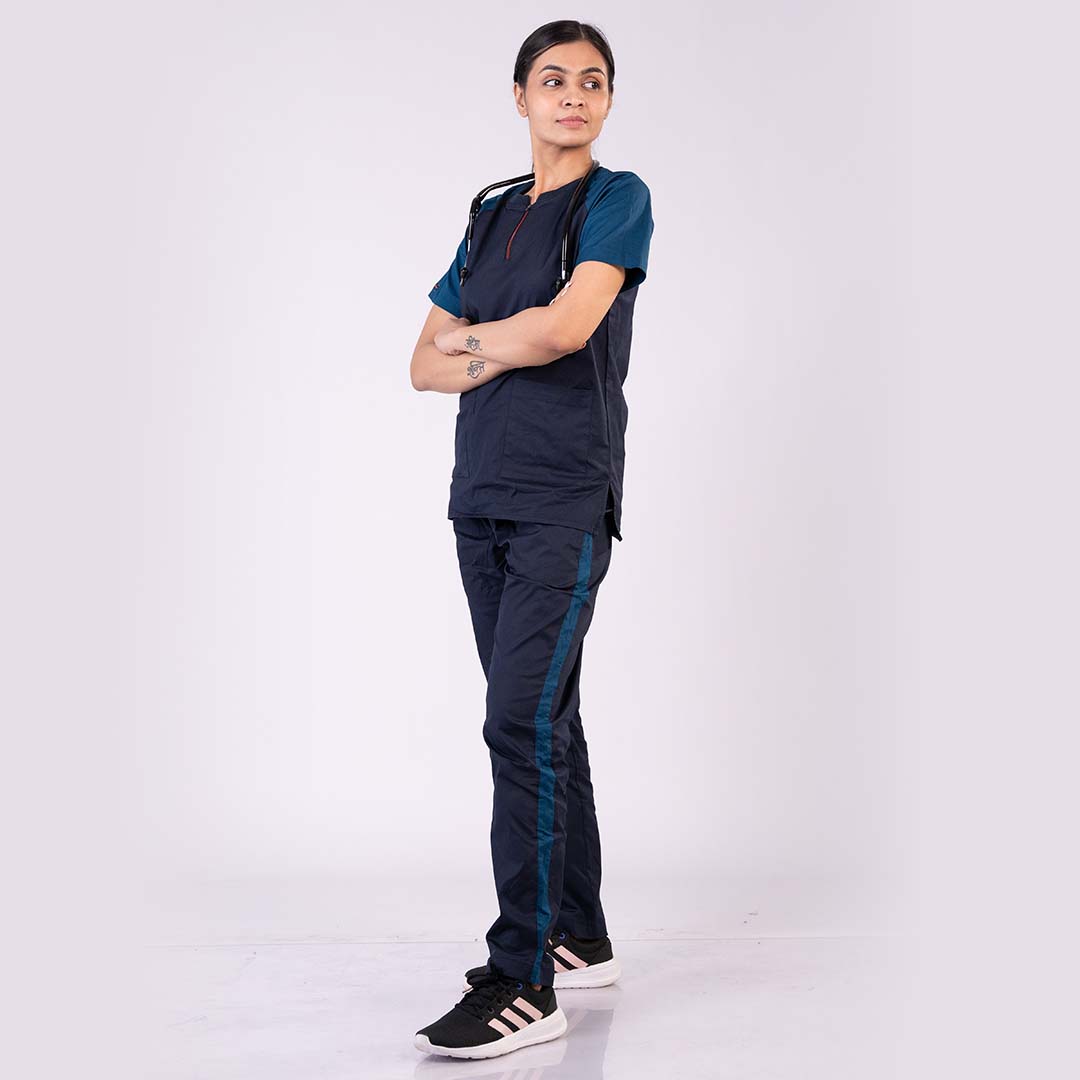 Blue dual colour Scrub Set (Top + Pant)