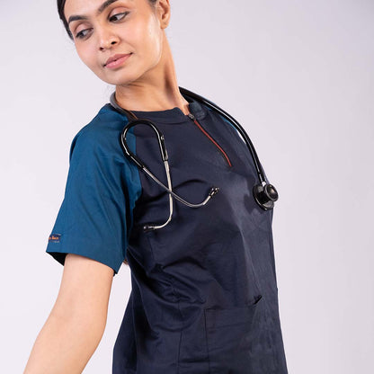 Blue dual colour Scrub Set (Top + Pant)