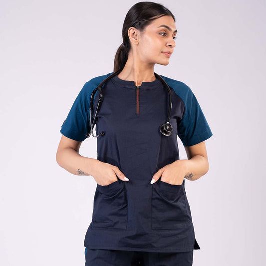 Blue dual colour Scrub Set (Top + Pant)