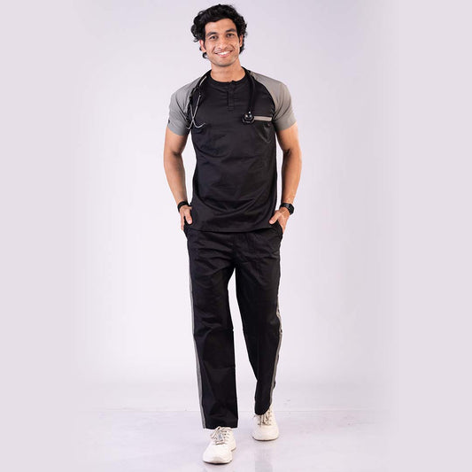 Black Grey Dual Men Scrubs