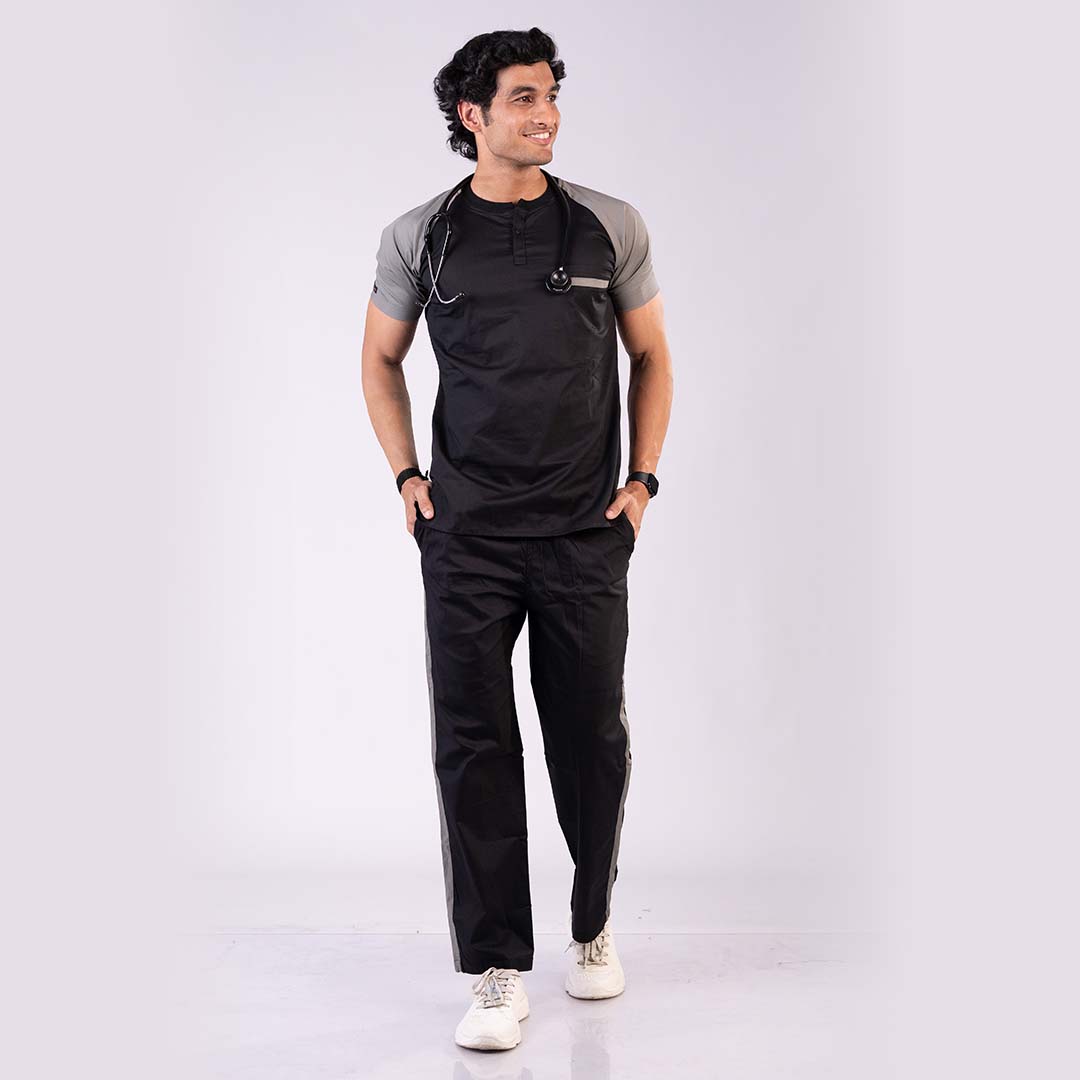 Black Grey Dual Men Scrubs
