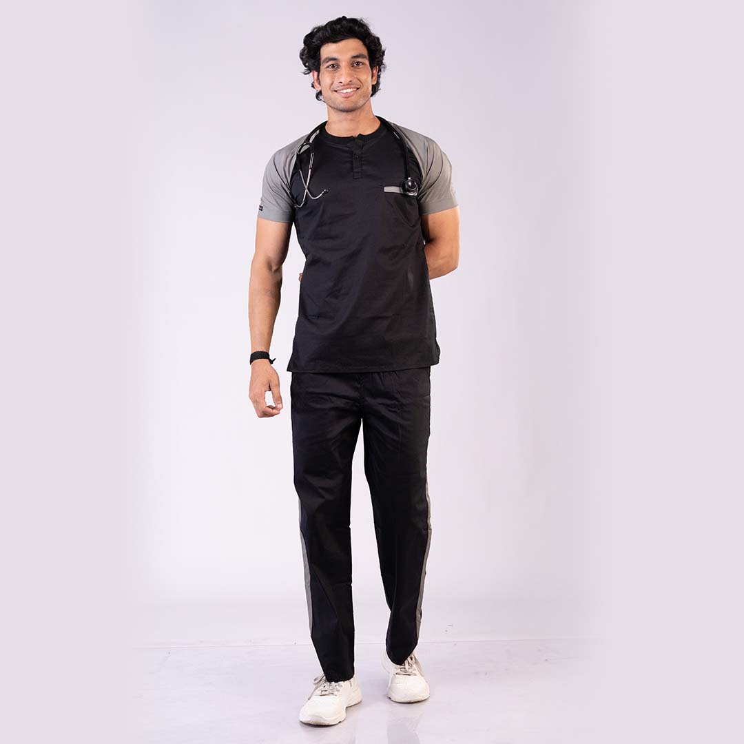 Black Grey Dual Men Scrubs