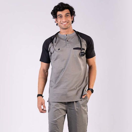 Grey Black Dual Men Scrubs