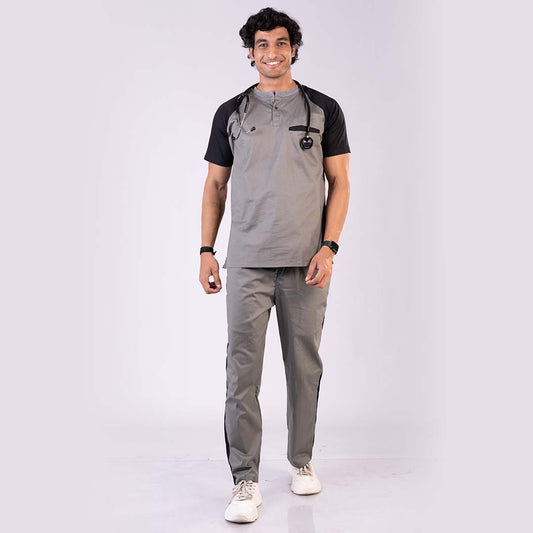 Grey Black Dual Men Scrubs