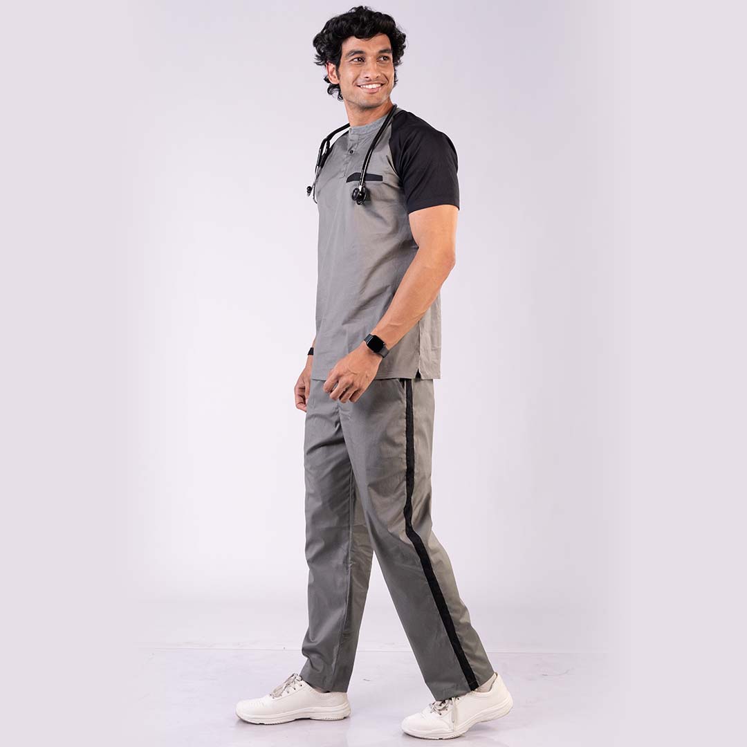 Grey Black Dual Men Scrubs