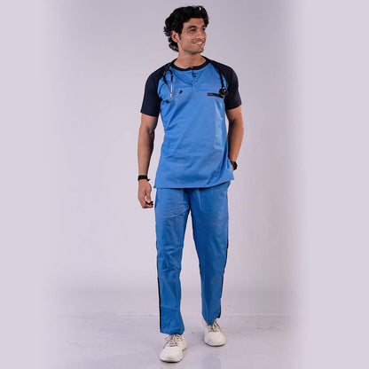 Azure and Navy Blue Dual Men Scrubs