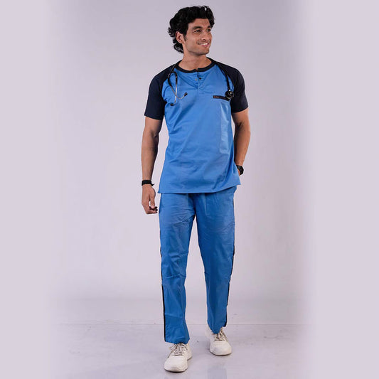Azure and Navy Blue Dual Men Scrubs